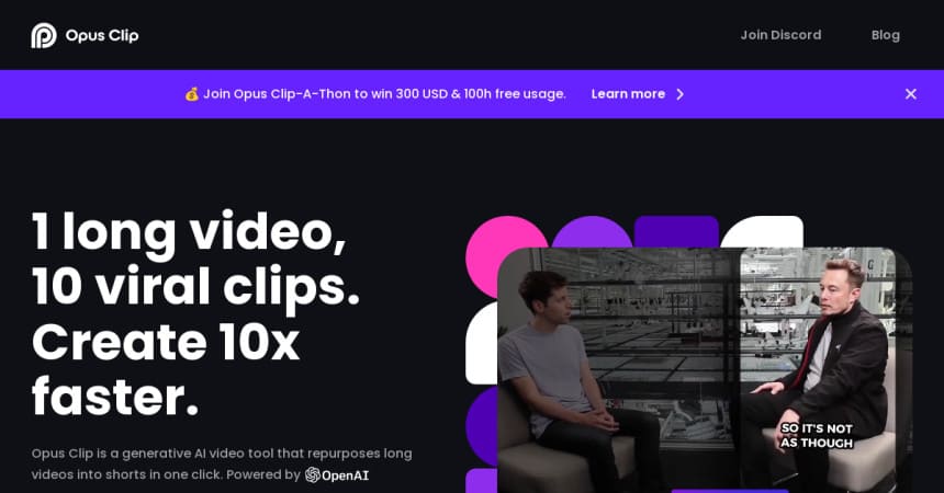 OpusPro  — Сервис для нарезки горизонтальных видео в формат 9:16